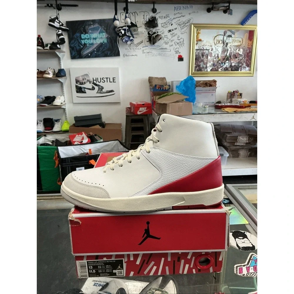 Air Jordan 2 Retro SE Nina Chanel Abney White Gym Red DQ0558-160 Womens 13 11.5M